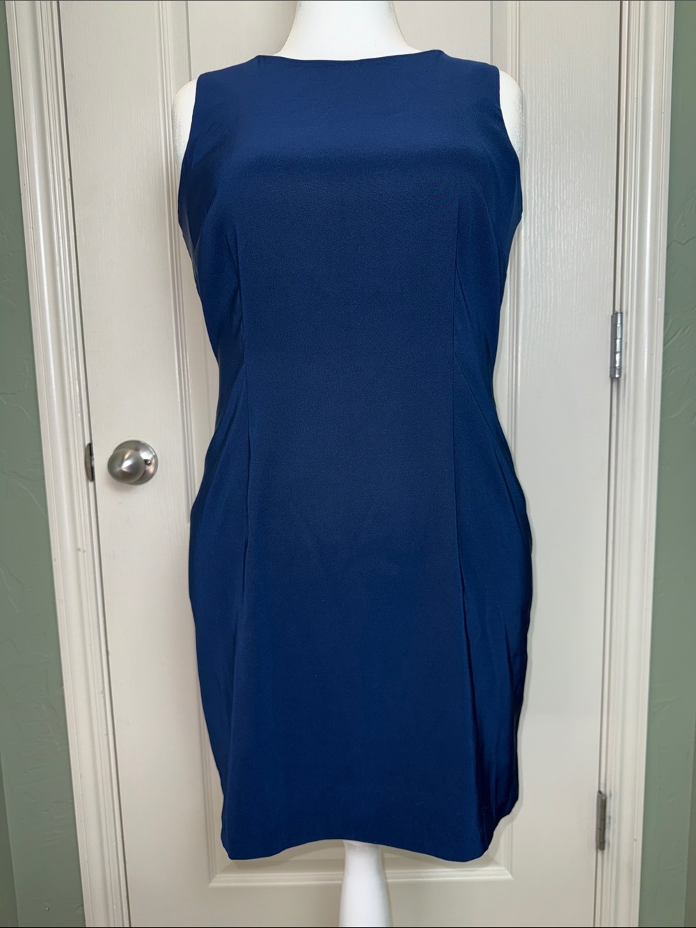 Alyx Sleeveless Navy Midi Sheath Dress Sz 16P Petite EUC
